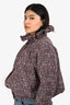 Pre-Loved Chanel™ 2020/21 Burgundy Wool/Cotton Tweed 'Métiers d’art Collection' Bomber Jacket Size 44