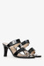 Pre-Loved Chanel™ Black Patent Turn Lock CC Heeled Sandals Size 39