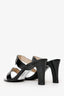 Pre-Loved Chanel™ Black Patent Turn Lock CC Heeled Sandals Size 39