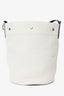Saint Laurent White Rive Gauche Linen Bucket Bag With Pouch