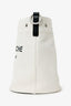 Saint Laurent White Rive Gauche Linen Bucket Bag With Pouch