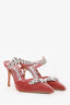 Manolo Blahnik Pink Velvet Crystal Embellishments Lurum Mules Size 36