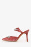 Manolo Blahnik Pink Velvet Crystal Embellishments Lurum Mules Size 36