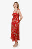 Zimmermann Red Silk Floral Print Jumpsuit Size 2