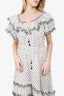 Zimmermann White/Black Linen Polka Dot Jaya Scallop Tiered Dress Size 1