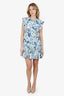 Zimmermann Blue/White Floral Print Moncur Flounce Mini Dress Size 2