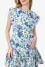 Zimmermann Blue/White Floral Print Moncur Flounce Mini Dress Size 2