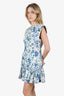Zimmermann Blue/White Floral Print Moncur Flounce Mini Dress Size 2