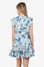 Zimmermann Blue/White Floral Print Moncur Flounce Mini Dress Size 2