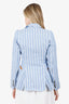 Smythe Blue/White Striped Linen Rifle-Patch Blazer Size 4