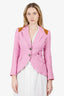 Smythe Pink Linen Suede Patch Blazer Size 4