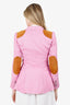 Smythe Pink Linen Suede Patch Blazer Size 4