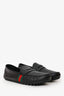 Gucci Black Leather Web Loafers Size 6.5 Mens