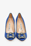 Manolo Blahnik Blue Satin Hangisi Embellished Heels Size 37