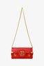 Balmain Red Leather B-Buzz Pouch 23 Crossbody Bag