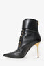 Balmain Black Leather Uria Lace-up Ankle Boots Size 37