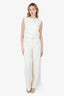Maje Cream Sequin Tweed Sleeveless Jacket With Wide Leg Pants Set Size 36