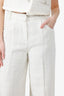 Maje Cream Sequin Tweed Sleeveless Jacket With Wide Leg Pants Set Size 36
