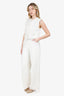 Maje Cream Sequin Tweed Sleeveless Jacket With Wide Leg Pants Set Size 36