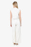 Maje Cream Sequin Tweed Sleeveless Jacket With Wide Leg Pants Set Size 36