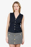 Maje Black Wool Crystal Button Sleeveless Jacket Size 1
