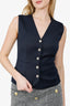 Maje Black Wool Crystal Button Sleeveless Jacket Size 1