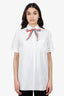 Thom Browne White Bow Detail Short Sleeve Shirt Size 40