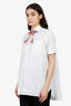 Thom Browne White Bow Detail Short Sleeve Shirt Size 40