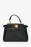 Fendi Black Leather Micro Peekaboo Top Handle Bag with Strap