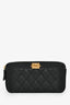 Pre-Loved Chanel™ 2016 Black Caviar Boy Double Zip Wallet On Chain