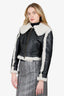 R13 Black Leather/Shearling Shrunken Flat Sleeve Aviator Jacket Size M