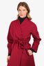 Weekend Max Mara Red Wool Coat with Belt Size 2 US