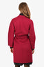 Weekend Max Mara Red Wool Coat with Belt Size 2 US