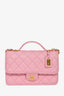Pre-Loved Chanel™ 2022 Bubblegum Pink Caviar 'School Memory' Top Handle with Aged Gold Hardware