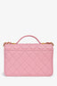 Pre-Loved Chanel™ 2022 Bubblegum Pink Caviar 'School Memory' Top Handle with Aged Gold Hardware