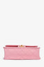 Pre-Loved Chanel™ 2022 Bubblegum Pink Caviar 'School Memory' Top Handle with Aged Gold Hardware