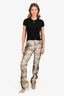 Blumarine Brown/Beige Printed Straight Leg Jeans Size 6