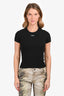 Off-White Black Ribbed Logo T-Shirt Size 36