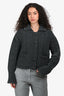 Thom Browne Dark Grey Wool 4-Bar Stripped Chunky Knit Cardigan Size 42