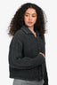 Thom Browne Dark Grey Wool 4-Bar Stripped Chunky Knit Cardigan Size 42