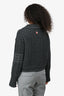 Thom Browne Dark Grey Wool 4-Bar Stripped Chunky Knit Cardigan Size 42