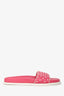 Valentino Pink Leather Rockstud Spike Slides Size 37.5