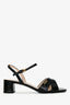 Prada Black Patent Saffiano Leather Kitten Heels Size 37.5