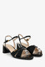 Prada Black Patent Saffiano Leather Kitten Heels Size 37.5