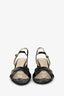 Prada Black Patent Saffiano Leather Kitten Heels Size 37.5