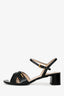 Prada Black Patent Saffiano Leather Kitten Heels Size 37.5