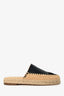 Pre-Loved Chanel™ Black Lambskin Leather CC Logo Cap-Toe Espadrilles Mule Size 38