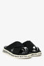 Miu Miu Black Leather Nylon Tech Rubber Logo Sandals Size 37.5