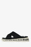 Miu Miu Black Leather Nylon Tech Rubber Logo Sandals Size 37.5