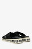 Miu Miu Black Leather Nylon Tech Rubber Logo Sandals Size 37.5